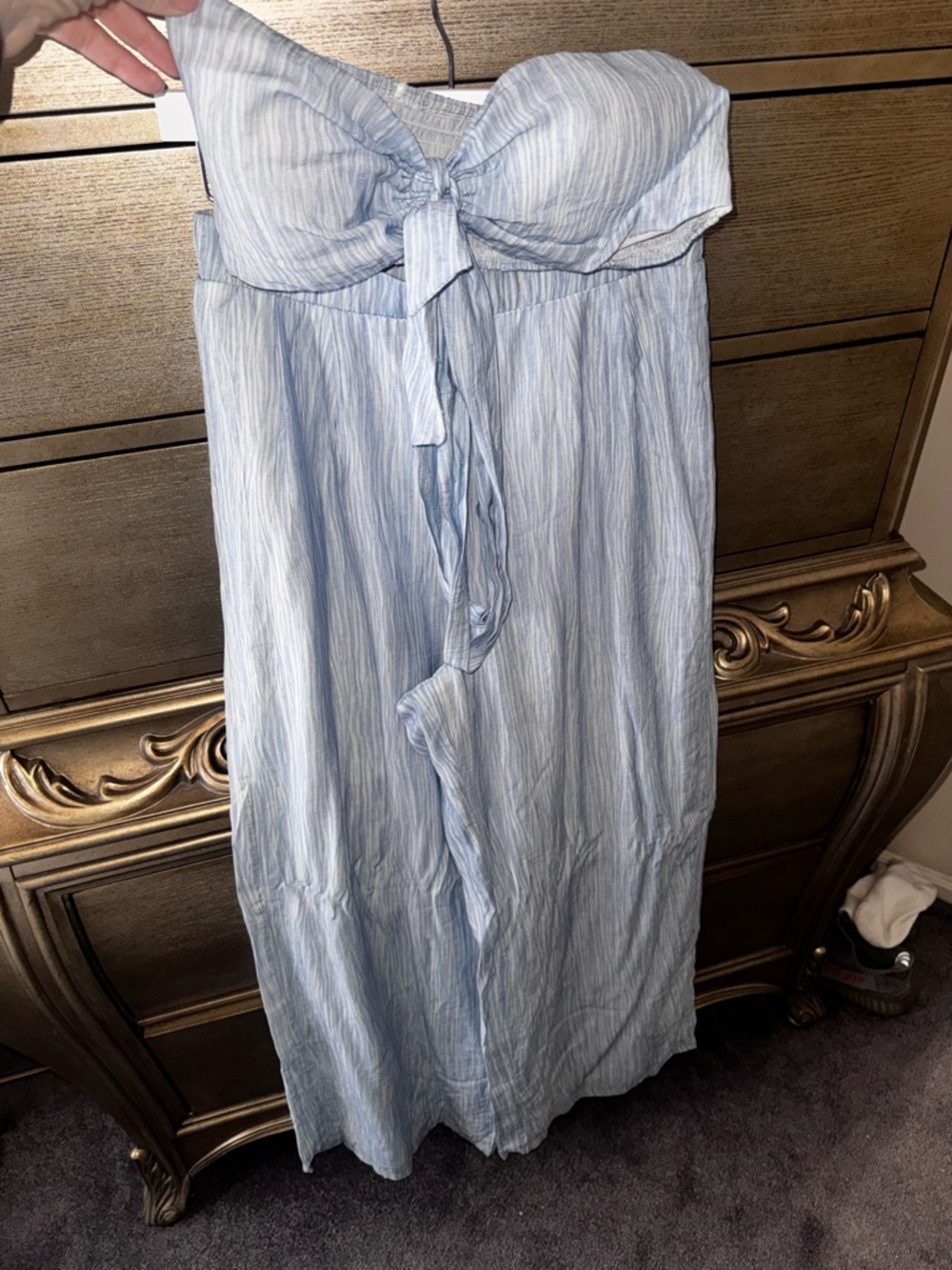 privy Light Blue Wide-Leg Tie-Front Crop Top & Pants Set - Picture 4 of 6